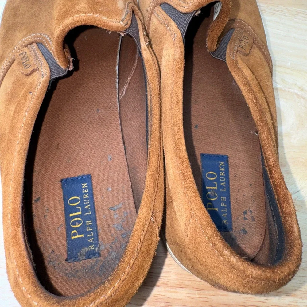 Polo Ralph Lauren Mens Vaughn Slip II Brown Suede Slip On Sneakers Size 14D